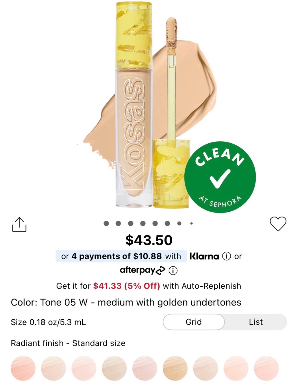 Kosas Tinted Face Concealer - Golden Beige (Tone 05 W)